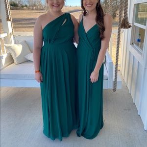 David’s Bridal One Shoulder Green Bridesmaid Dress